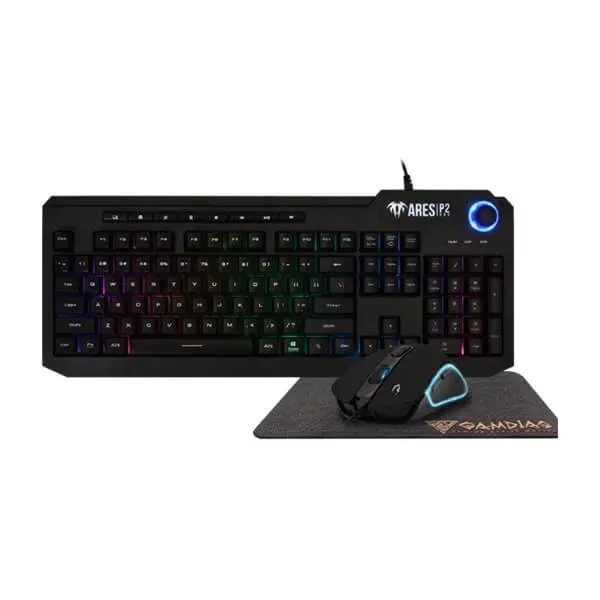 Gamdias Ares P2 Gaming Keyboard, Mouse And Mouse Pad Combo - Green Apple Compunet