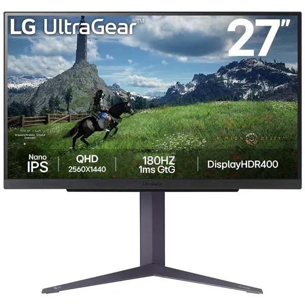 LG 27GS85Q Ultragear 27″ QHD Nano IPS 1ms (GtG) 180Hz Gaming Monitor (Black) - Green Apple Compunet