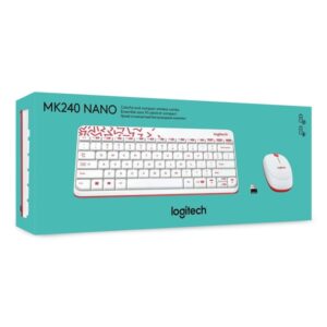 Logitech MK240 Nano Wireless USB Keyboard and Mouse Combo (White/Vivid Red)