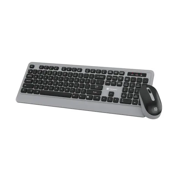 Portronics Key5 Combo Wireless Keyboard and Mouse Set, with 2.4 GHz USB Receiver, Silent Keystrokes, 1200 DPI Optical Tracking, Full-Sized Keyboard, Multimedia Keys for PC, Laptop & USB Supported Devices (Grey) - Green Apple Compunet