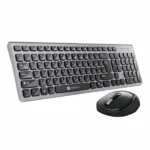 Portronics Key7 Combo Wireless Keyboard & Mouse Set with 2.4 GHz USB Receiver, 10m Working Range, 12 Shortcut Keys, Adjustable DPI, 10 Million Key Life & Click Life for PC, Laptop, Mac – Black + Grey