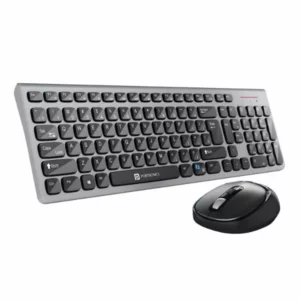 Portronics Key7 Combo Wireless Keyboard & Mouse Set with 2.4 GHz USB Receiver, 10m Working Range, 12 Shortcut Keys, Adjustable DPI, 10 Million Key Life & Click Life for PC, Laptop, Mac – Black + Grey