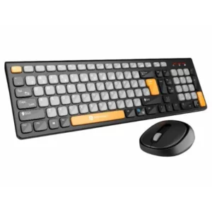 Portronics Key7 Combo Wireless Keyboard & Mouse Set with 2.4 GHz USB Receiver, 10m Working Range, 12 Shortcut Keys, Adjustable DPI, 10 Million Key Life & Click Life for PC, Laptop, Mac – Grey + Orange