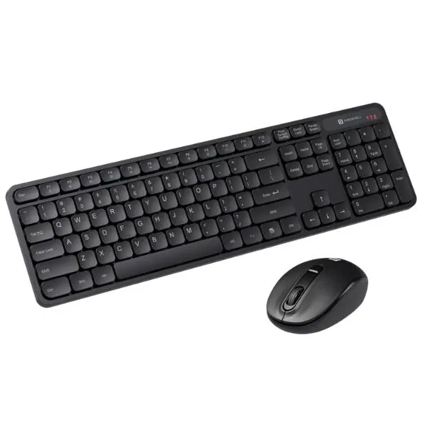 Portronics Key8 Combo Wireless Keyboard and Mouse Set with 2.4 GHz Wireless, Large Keycaps, 104 Keys, Adjustable Mouse Sensitivity, 12 Multimedia Hotkeys, USB Receiver for PC, Laptop, Mac (Black) - Green Apple Compunet