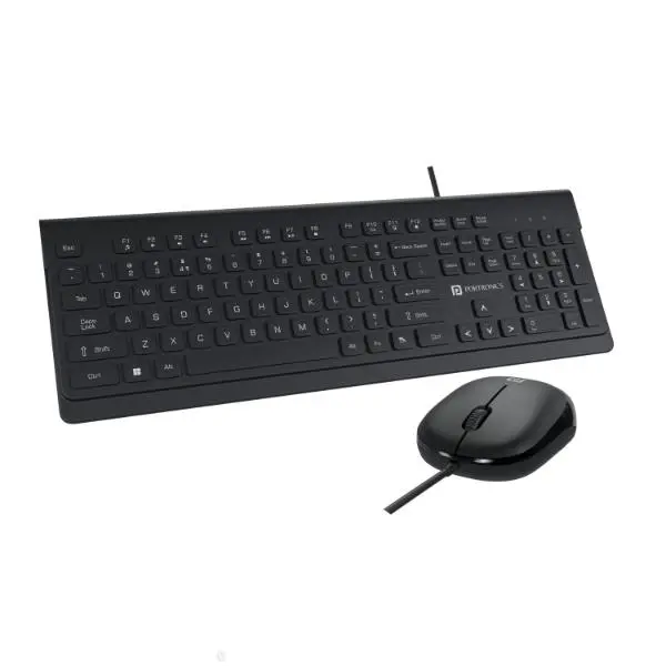 Portronics Keytonic Keyboard and Mouse Combo with USB Cable, 12 Function Shortcut Keys, Full-Sized Keyboard, High-Precision Mouse, for PC, Laptop (Black) - Green Apple Compunet