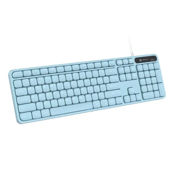 Portronics Ki-Pad 3 USB Wired Keyboard with Large Keycaps, Noise-Free Typing, Fn Multimedia Hotkeys, Full-Size Layout with Num Pad, Ergonomic Design, 1.5m USB Cable, for Laptop, PC, Mac (Blue) - Green Apple Compunet