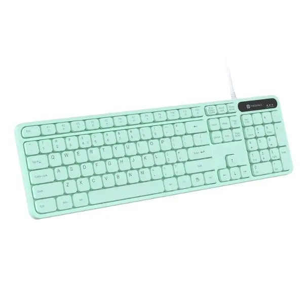 Portronics Ki-Pad 3 USB Wired Keyboard with Large Keycaps, Noise-Free Typing, Fn Multimedia Hotkeys, Full-Size Layout with Num Pad, Ergonomic Design, 1.5m USB Cable, for Laptop, PC, Mac (Green) - Green Apple Compunet