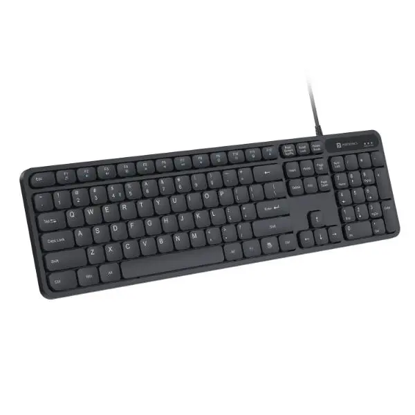 Portronics Ki-Pad 3 USB Wired Keyboard with Large Keycaps, Noise-Free Typing, Fn Multimedia Hotkeys, Full-Size Layout with Num Pad, Ergonomic Design, 1.5m USB Cable, for Laptop, PC, Mac (Black) - Green Apple Compunet