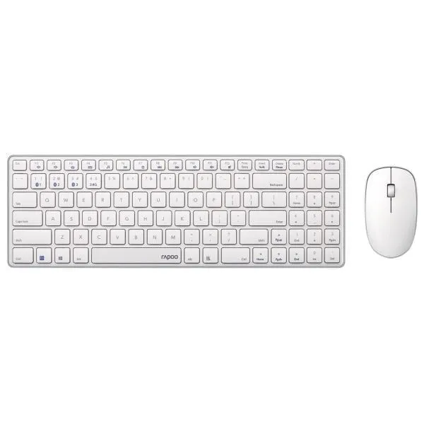 RAPOO 9300M Multi Mode Wireless Keyboard and Mouse Combo (White) - Green Apple Compunet