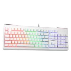 Coconut Storm Mechanical 104 Keys Wired Gaming Keyboard, Rainbow Backlighting, All Anti-Ghosting Keys (White)