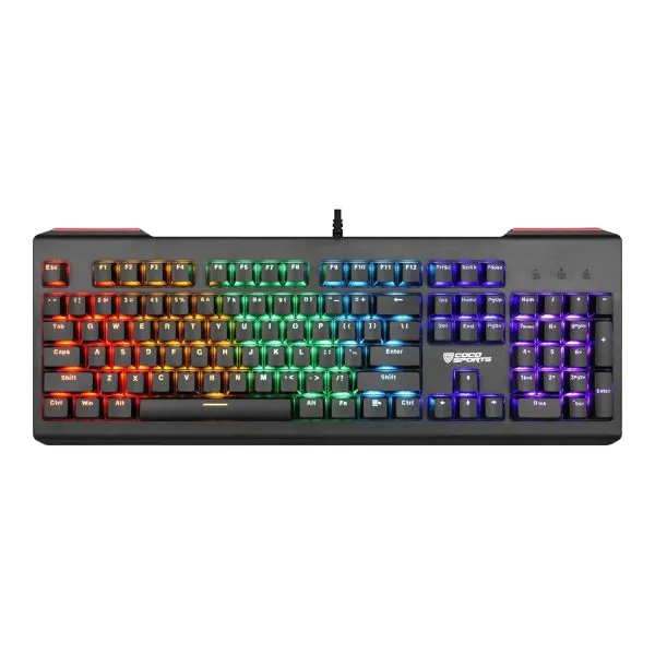 Coconut Storm Mechanical 104 Keys Wired Gaming Keyboard, Rainbow Backlighting, All Anti-Ghosting Keys (Black) - Green Apple Compunet