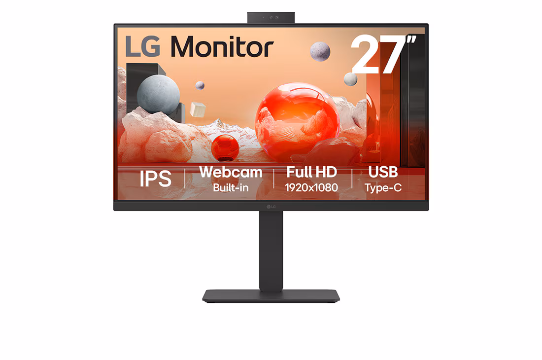 LG 27BA850 27 Inch Full HD IPS Monitor with Built-in FHD webcam and USB Type-C - Green Apple Compunet