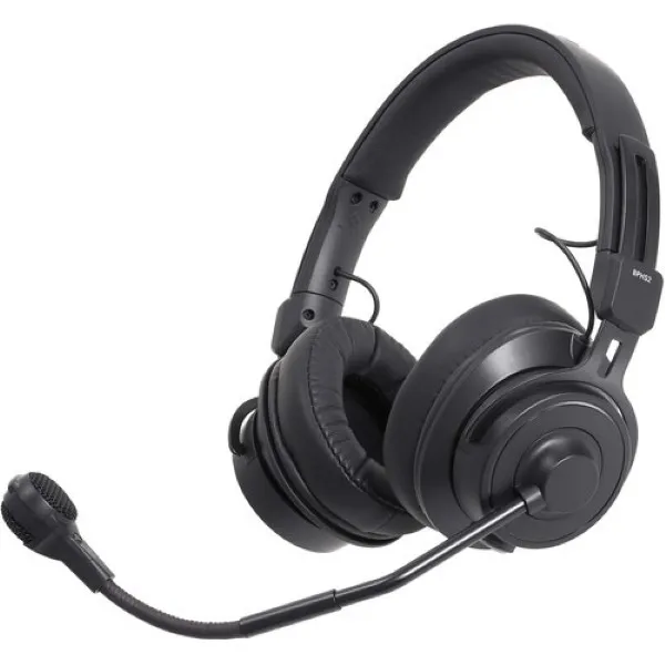 Audio Technica BPHS2 Broadcast Stereo Headset with Hypercardioid Dynamic Boom Microphone Black - Green Apple Compunet