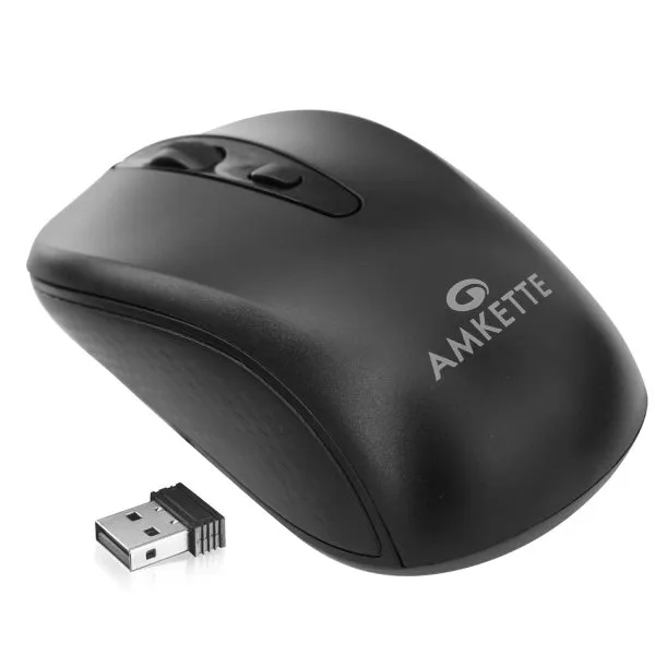 Amkette Hush Pro Hexa Wireless Mouse with Adjustable DPI (Black) - Green Apple Compunet