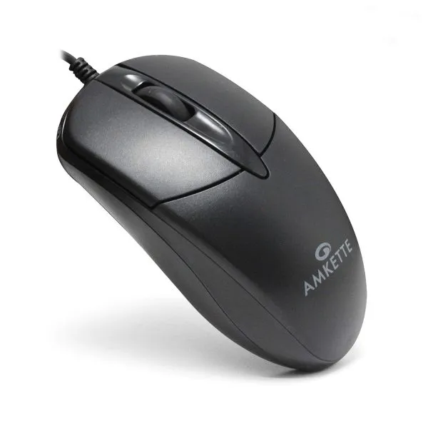 Amkette Kwik Pro 8 Wired USB Mouse with 3 Buttons for PC/Laptop (Black) - Green Apple Compunet