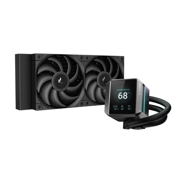 DeepCool MYSTIQUE 240 LCD Liquid Cooler (Black) - Green Apple Compunet