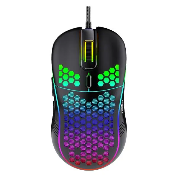 TAG Gamerz Fusion RGB Gaming Mouse Black USB Wired, Honeycomb Design, 4800 DPI Optical Sensor, 6 Buttons, 3 Million Clicks, 7 RGB Lighting Effects, 1.5m Braided Cable, for Windows Mac Linux PC Laptop - Green Apple Compunet