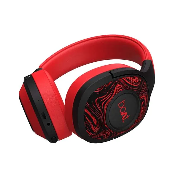 boAt Rockerz 550 Bluetooth Wireless Over Ear Headphones with Mic Upto 20 Hours Playback, 50MM Drivers, Soft Padded Ear Cushions and Physical Noise Isolation (Red) - Green Apple Compunet