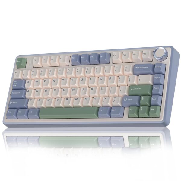 AULA F75 75% Tri Mode Wireless Mechanical Gaming Keyboard With Knob | Cedar Green Ice Vein Switch - F75CGV