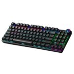 AULA M75 Tri-Mode (2.4G/Bluetooth/Wired) Hot Swappable RGB Backlit Wired Mechanical Gaming Keyboard | Black – Red Switches