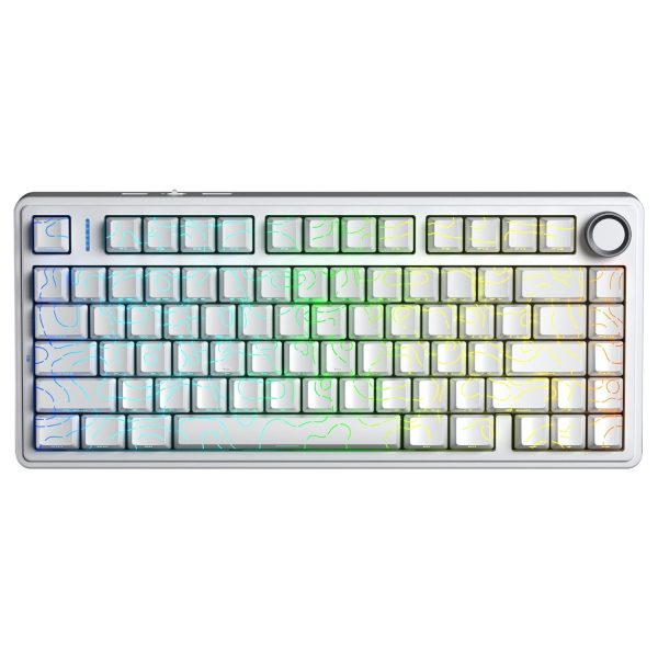AULA F75 75% Side Engraved Tri Mode TKL 80 Keys Wireless Mechanical Gaming Keyboard With Knob | White Contour – Star Vector Switches - F75WCS