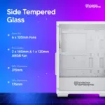 COCONUT Core 300M Gaming Cabinet, Mid ATX – White - Image 4