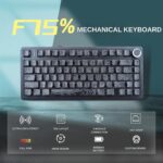 AULA F75 75% Side Engraved Tri Mode TKL 80 Keys Wireless Mechanical Gaming Keyboard With Knob | Black Contour – Star Vector Switches (F75BCS) - Image 4
