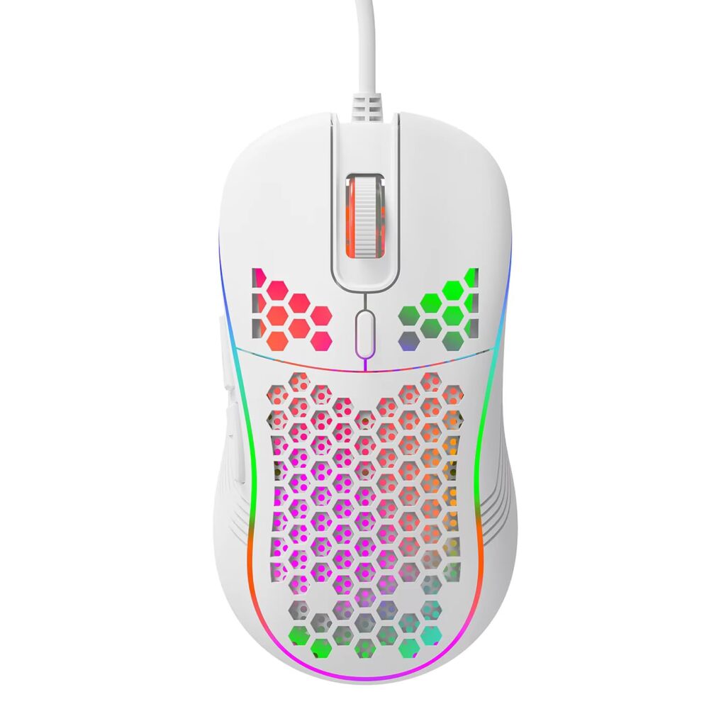 HAMMOK BREE Optical LED Breathing Light Ergonomic Wired USB Gaming Backlit Mouse (White)