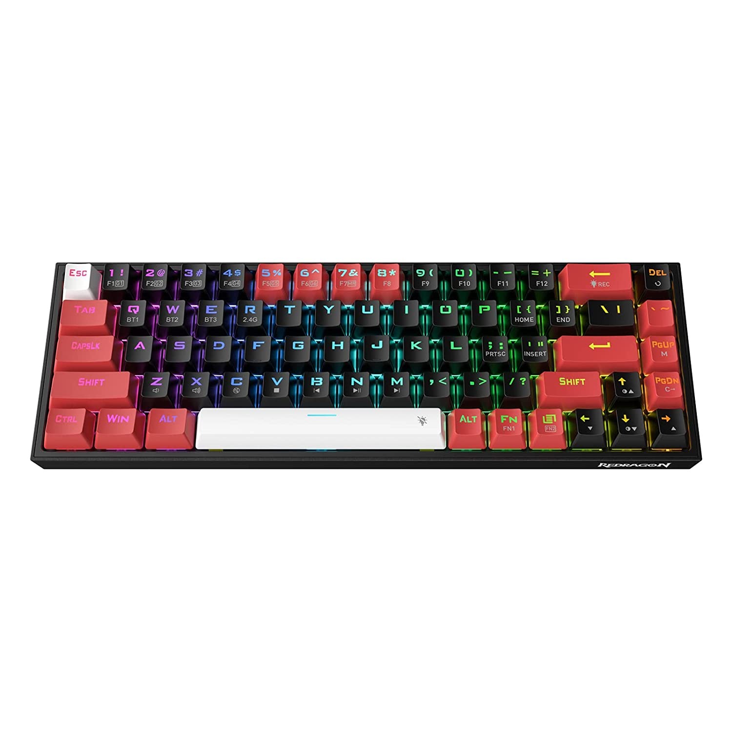 CASTOR-K631-PRO.jpeg CASTOR K631 PRO – 65% BLUETOOTH + 2.4GHZ WIRELESS + WIRED RGB MECHANICAL KEYBOARD (RED SWITCH) - Image 1