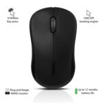 RAPOO M20 Wireless Mouse, 2.4 GHz with USB Nano Receiver, Optical Tracking, Ambidextrous, PC/Mac/Laptop – Black - Image 2