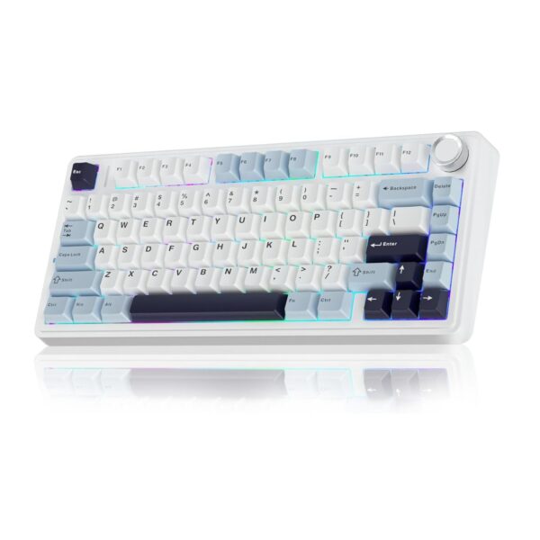 AULA F75 75% Wireless Trio Mode Mechanical Gaming Keyboard With Knob | Ice Blue Reaper Switch - F75IUR