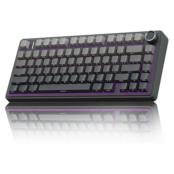 AULA F75 75% Side Engraved Keycaps Tri Mode Wireless Mechanical Gaming Keyboard With Knob | Gradient Gray Reaper Switch – F75GrR