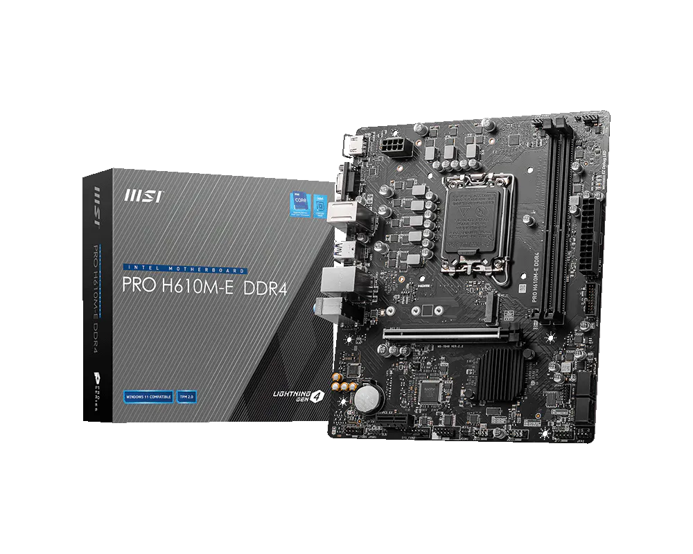 MSI Pro H610M-E DDR4 Intel Motherboard Supports Intel 12th , 13th & 14th Gen Processors