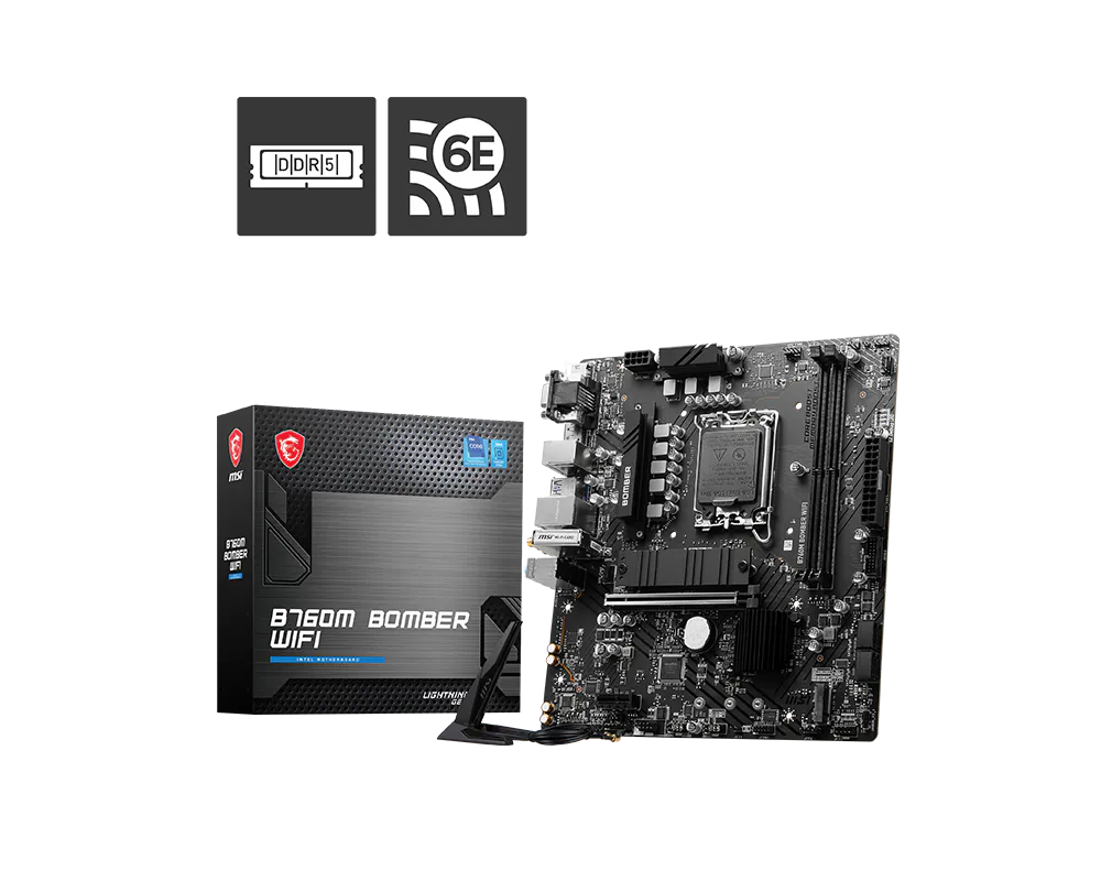 MSI B760M Bomber WIFI Motherboard Supports Intel 12th , 13th & 14th Gen Processors