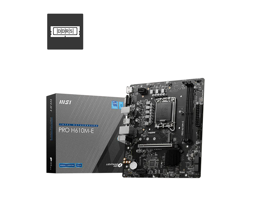 MSI PRO H610M-E DDR5 Intel LGA1700 mATX Motherboard