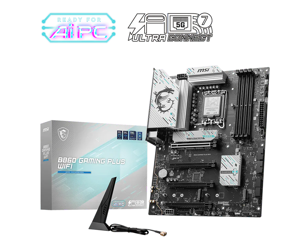 MSI B860 GAMING PLUS WIFI DDR5 ATX Gaming Motherboard – LGA 1851