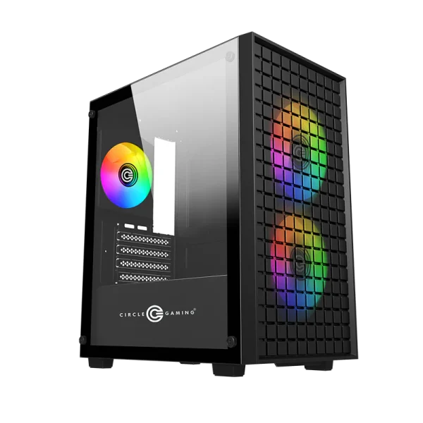CIRCLE Gaming Cabinet MINIATOR M2 ARGB – Compact Micro ATX Case with Tempered Glass & RGB Lighting