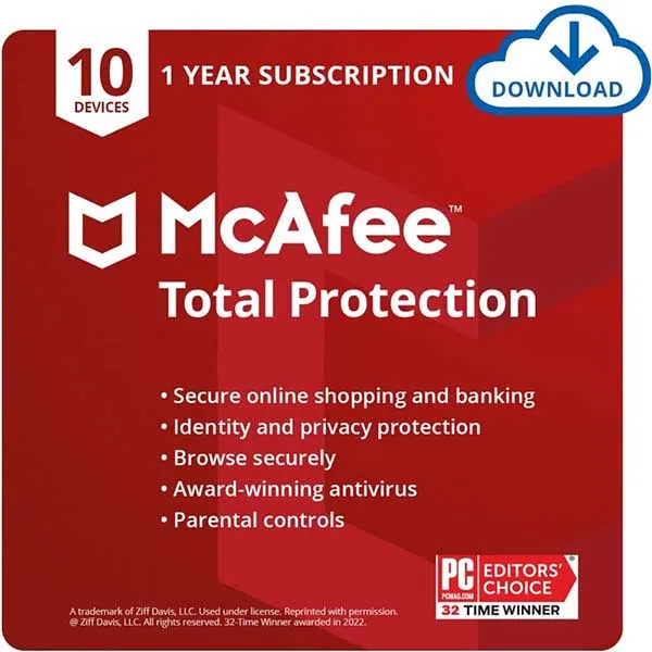 McAfee Total Protection 2024 | 3 Device, 1 Year | Antivirus Internet Security Software | Password Manager & Dark Web Monitoring Included | PC/Mac/Android/iOS | Email Delivery