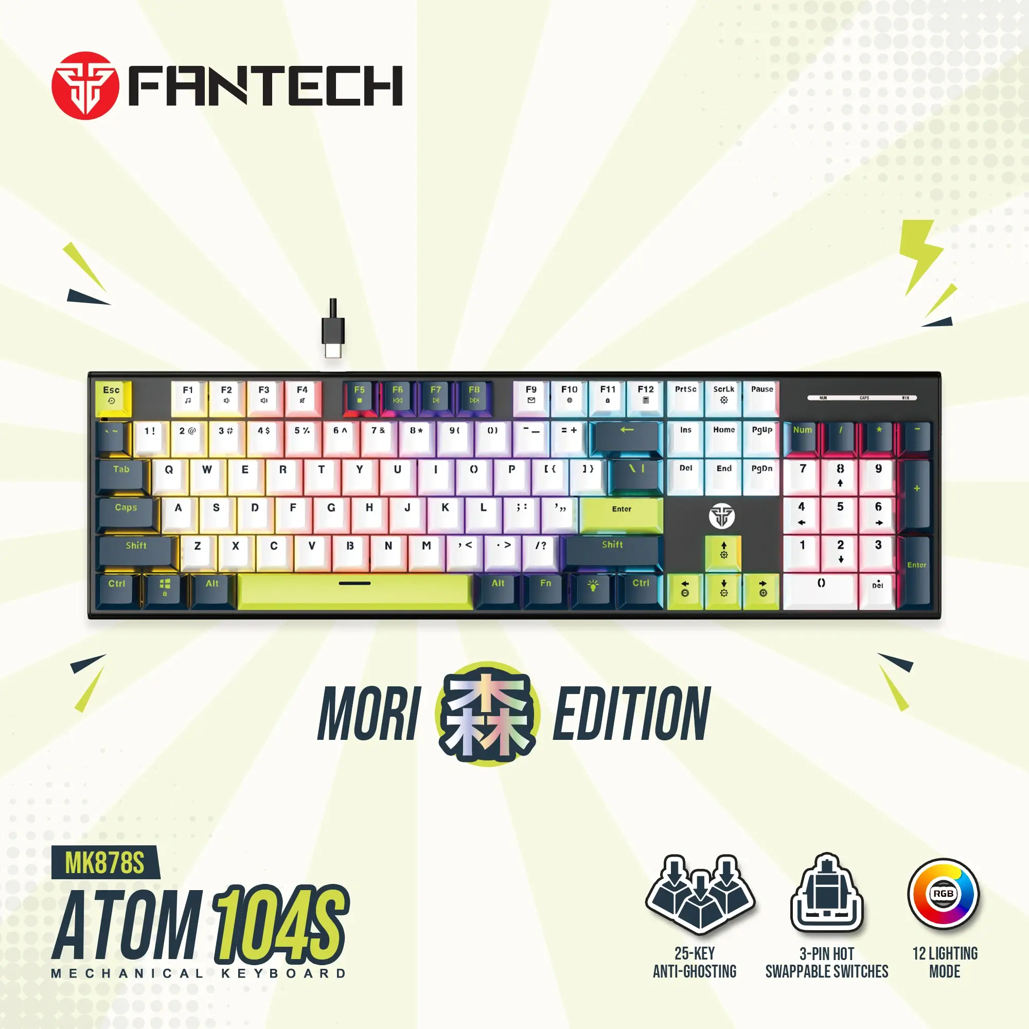 FANTECH_ATOM104S_MK878S_MECHANICAL_GAMING_KEYBOARD_MORI_EDITION_WHITE FANTECH ATOM104S MK878S MECHANICAL GAMING KEYBOARD MORI EDITION WHITE