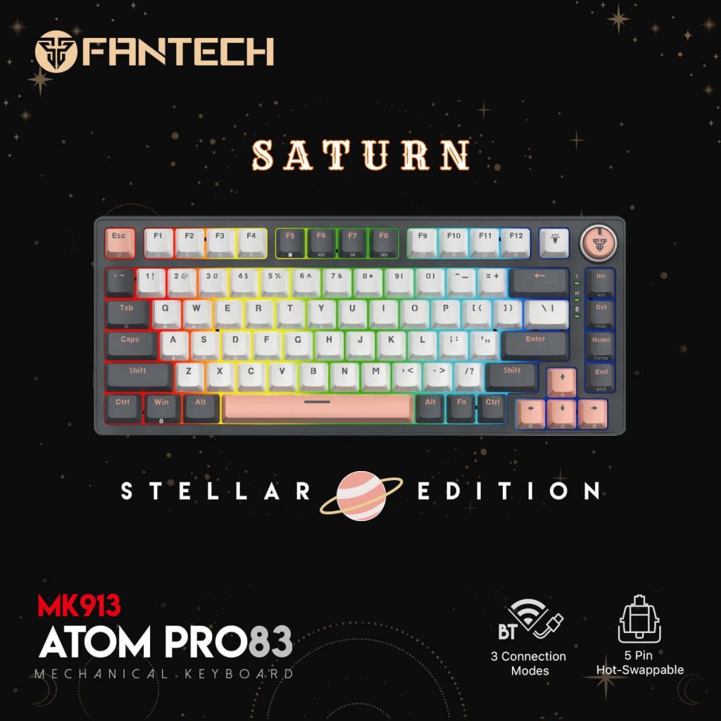 FANTECH ATOM PRO83 MK913 WIRELESS MECHANICAL GAMING KEYBOARD – TRI-MODE CONNECTION – STELLAR EDITION SATURN