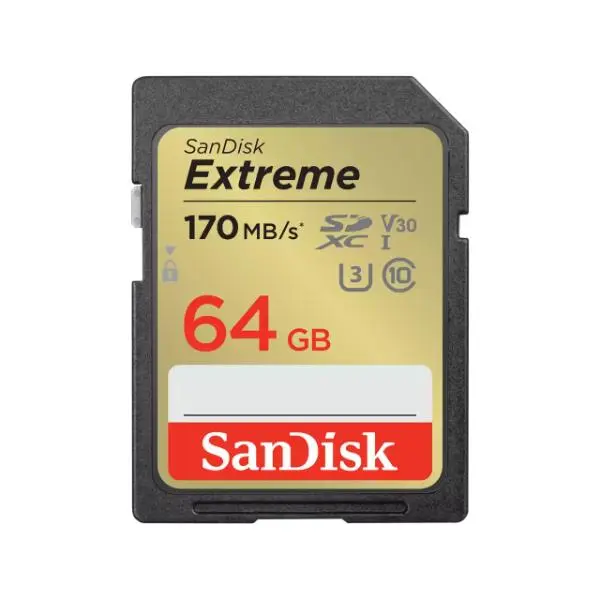 SanDisk Extreme SD UHS-I Card – 64GB