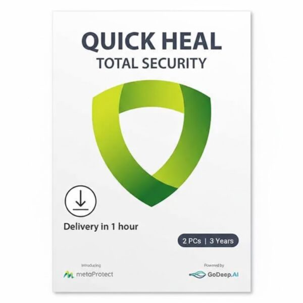 Quick Heal | Total Security | 2 Users | 3 Years | AI Based Device Security for Windows PC | Banking and Browsing Protection | Dark Web Monitoring and Parental Control (Email Delivery in 1 Hour- No CD)