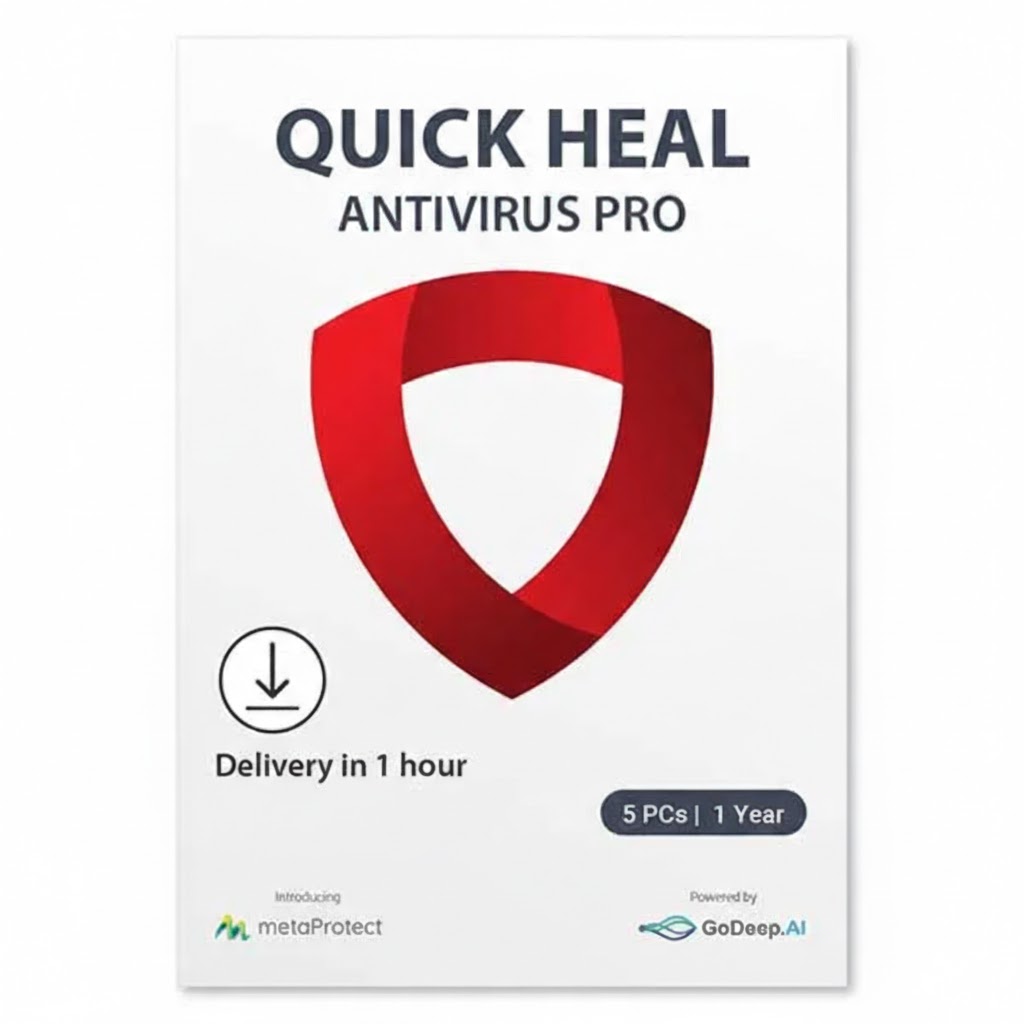 Quick Heal Antivirus Pro Latest Version – 5 Device, 1 Years | AI Based Device Security for Laptop | Email and Browsing Protection (Email Delivery in 1 Hour- No CD)