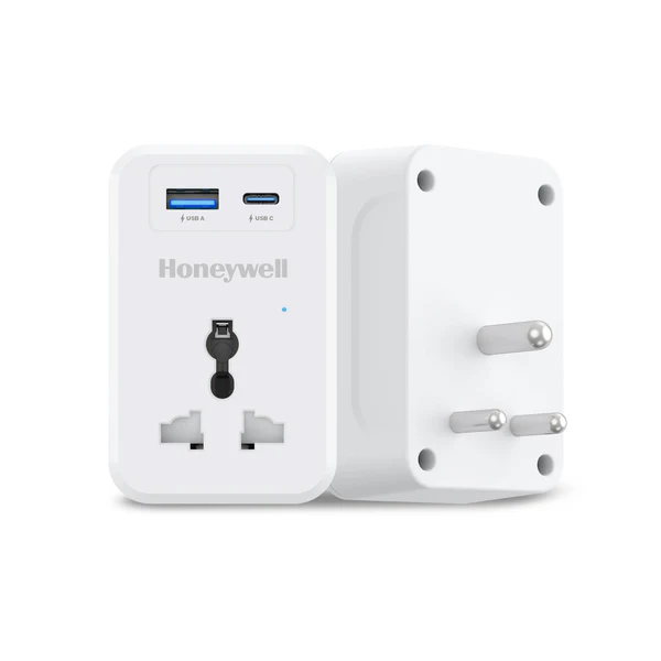 Honeywell 3 Out Surge Cube, Spike Guard, 1 Outlet, PD20W & USB A Port, 7500Amp, Charge On The Go, Device Secure Warranty, Automatic Overload Protection