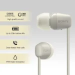 Sony WI-C100 Wireless Headphones in-Ear Bluetooth Headset with mic for Phone Calls (Taupe) - Image 2