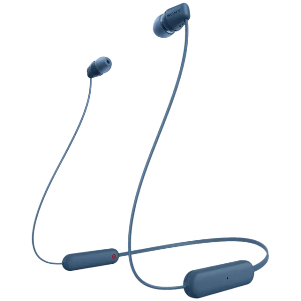 Sony WI-C100 Wireless Headphones in-Ear Bluetooth Headset with mic for Phone Calls (Blue)