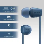 Sony WI-C100 Wireless Headphones in-Ear Bluetooth Headset with mic for Phone Calls (Blue) - Image 5