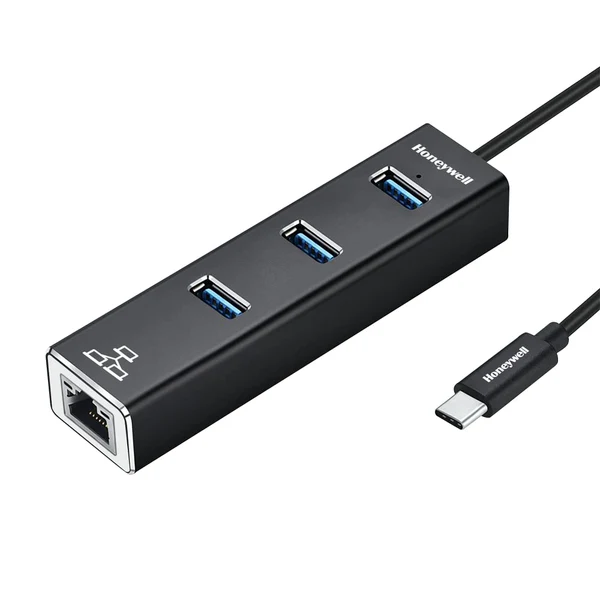 4-1TypeCtoUSB3.0_RJ4501_63dc7ed0-4ffb-4ba4-ad09-70d5e5eda560 Honeywell Platinum Type C To USB 3.0 Ethernet Adapter (Black)