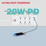 Honeywell 6 Outlet Surge Protector with 2 Type C with PD & 2 USB – White - Image 3