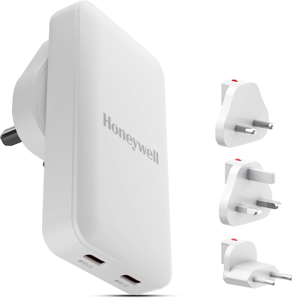 Honeywell Zest Ultra-Thin GaN 65W Dual Type-C PD 3.0 Wall Charger white